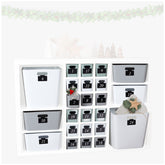 24 Boxen für einen DIY Adventskalender mit Beschriftungsclips für einen Würfelregal - zum Befüllen nachhaltig wiederverwendbar für die ganze Familie